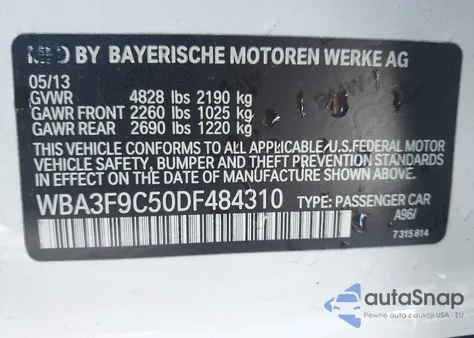 2013 BMW Activehybrid 3 z USA, uszkodzony, nr VIN WBA3F9C50DF484310